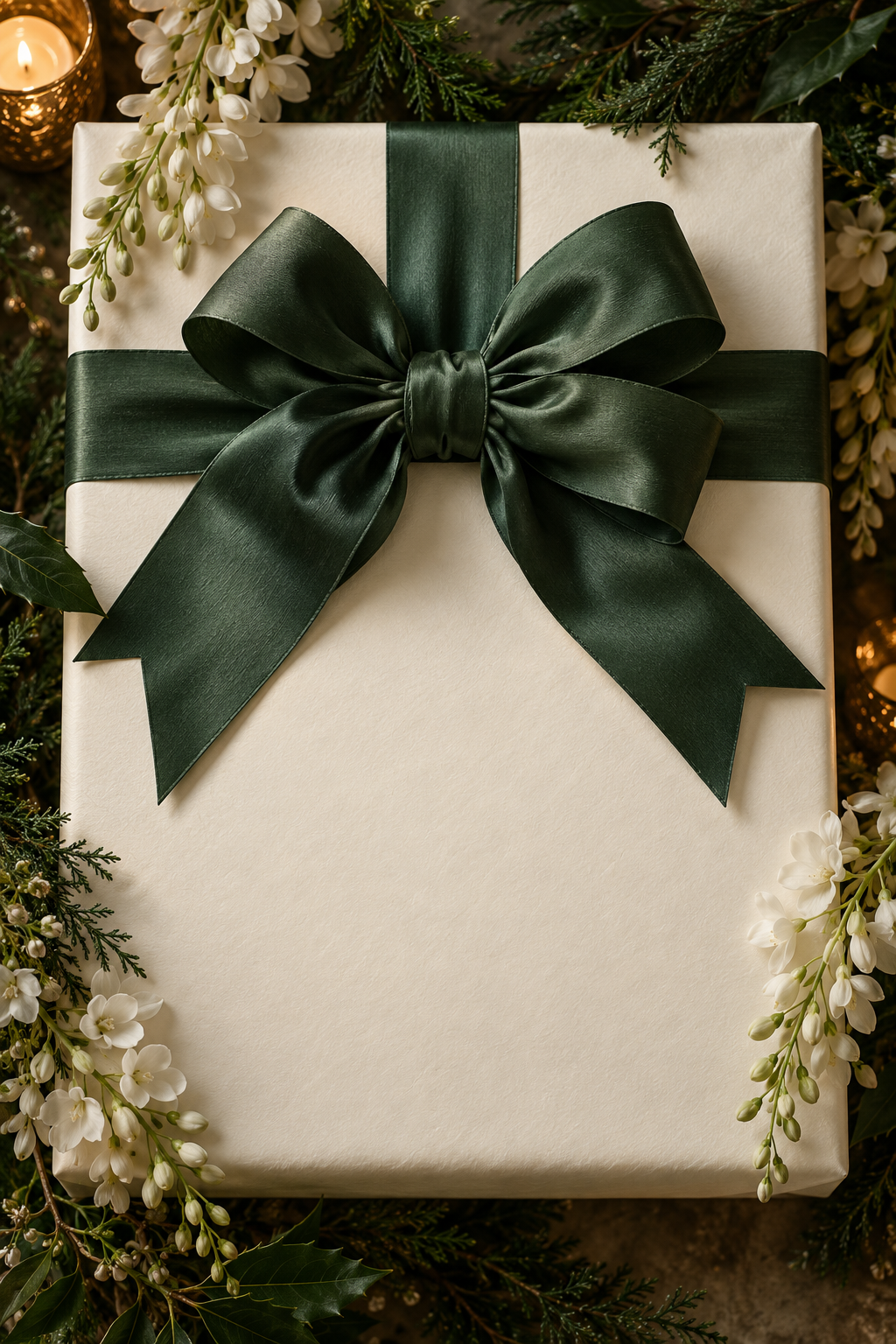 A thoughtfully wrapped gift with ribbon and delicate flowers